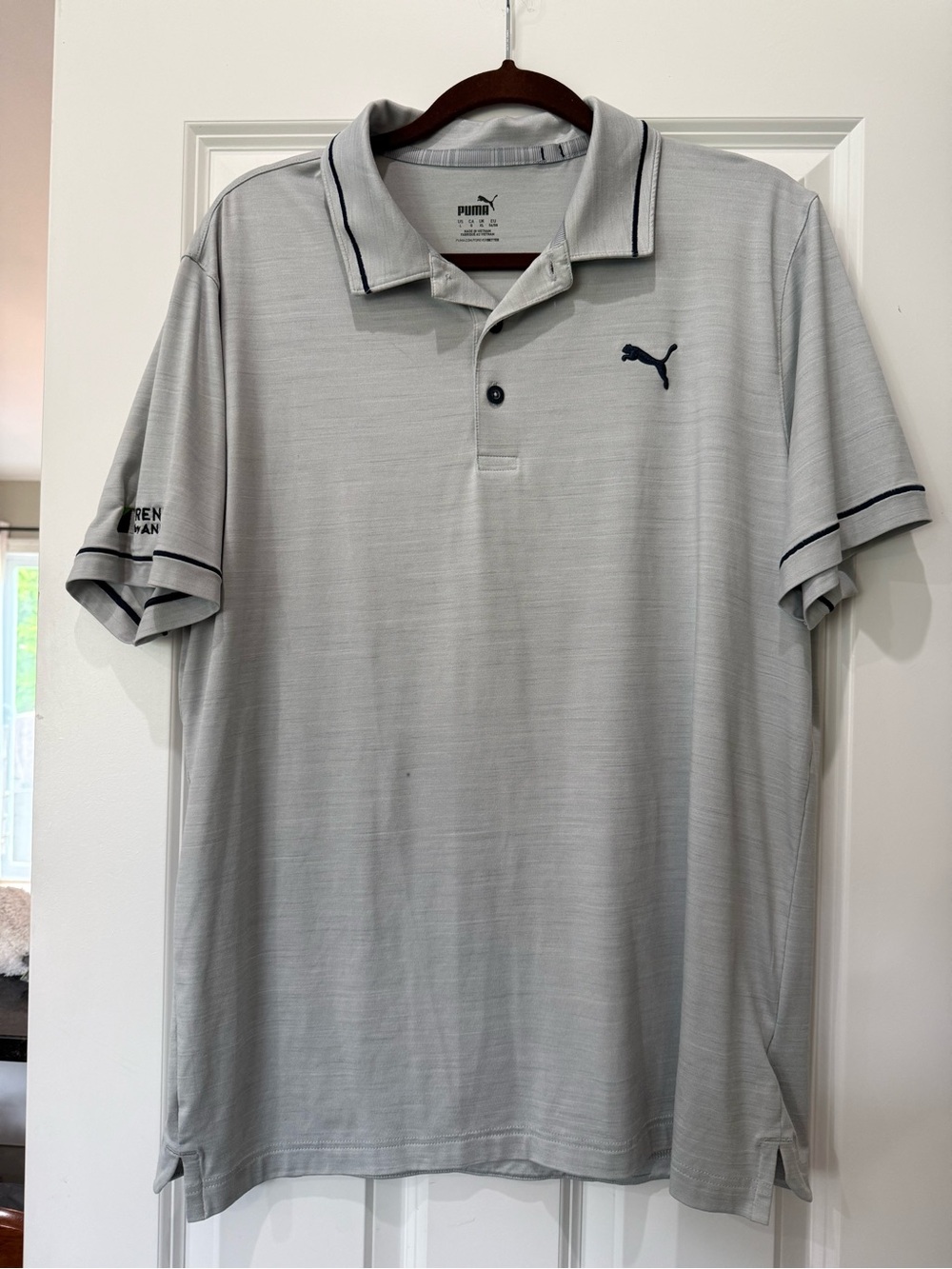 Puma Men’s Light Gray Polo with Navy Trim